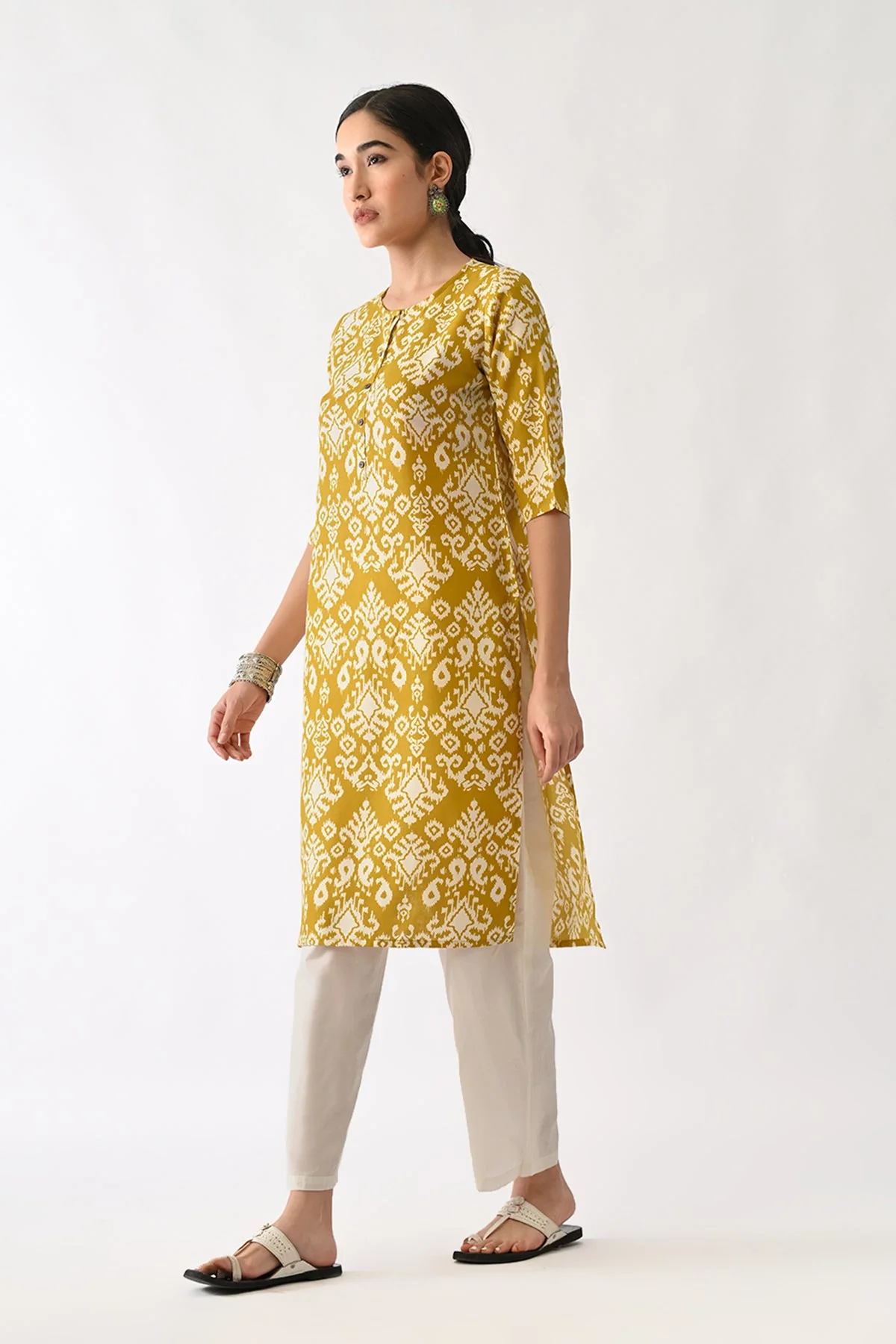 Yellow Printed Kurta - Image 5