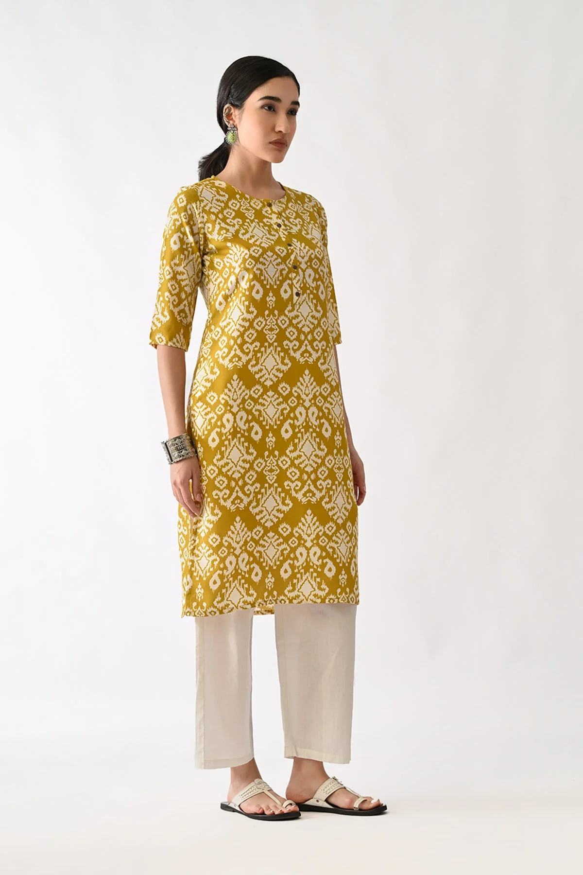 Yellow Printed Kurta - Image 6