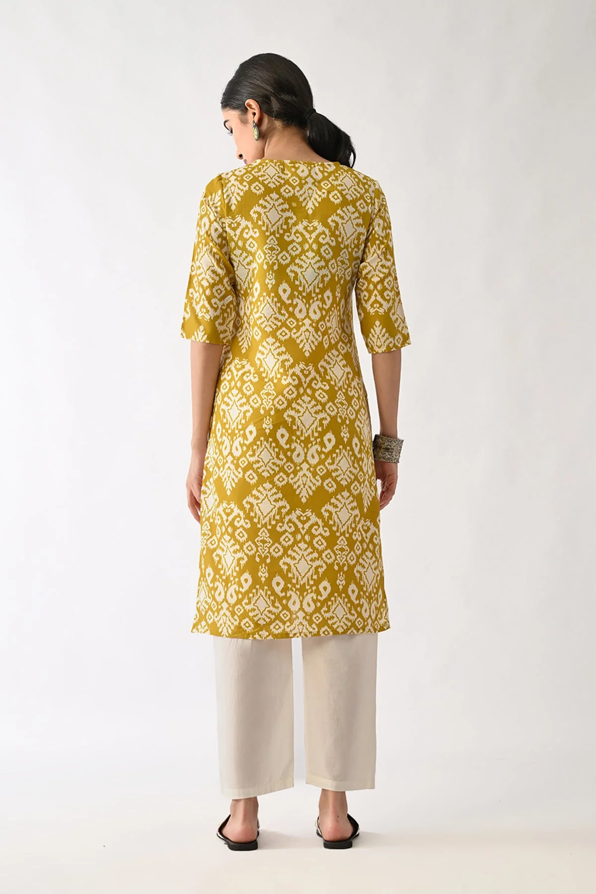 Yellow Printed Kurta - Image 7