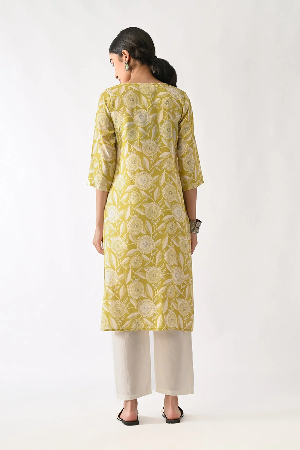 Yellow Printed Kurta - Image 3