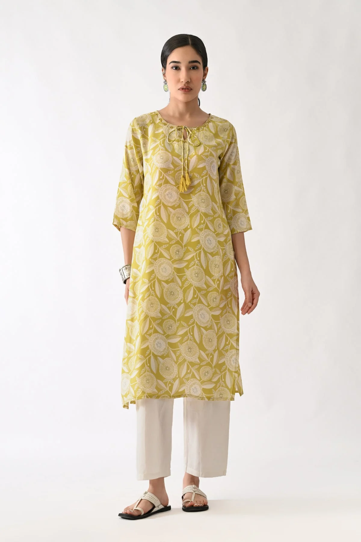 Yellow Printed Kurta - Image 4