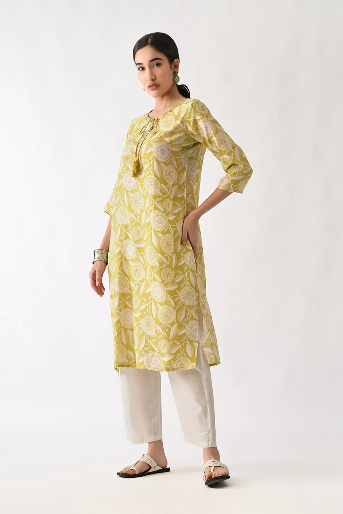 Yellow Printed Kurta - Image 5