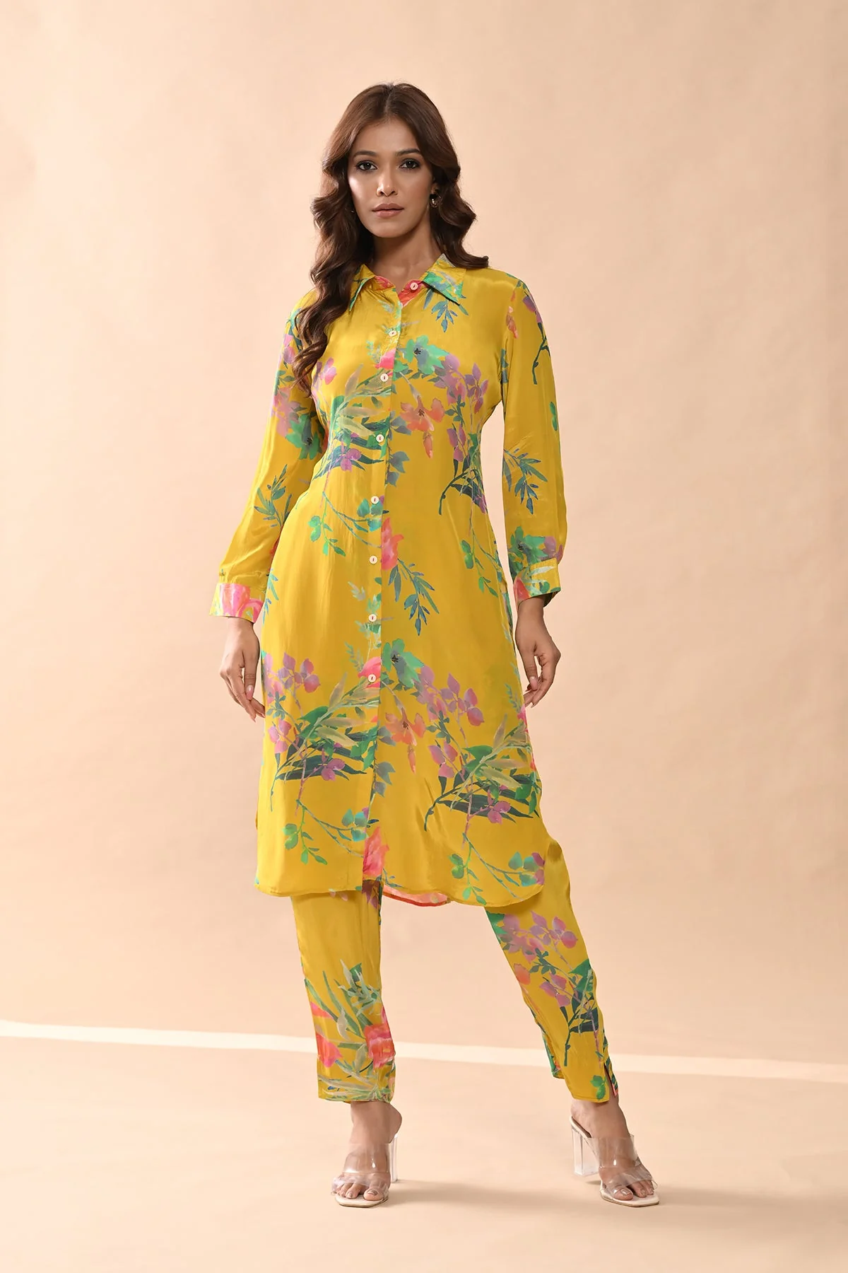 Yellow Printed Kurta 2 Pcs Set - Image 2
